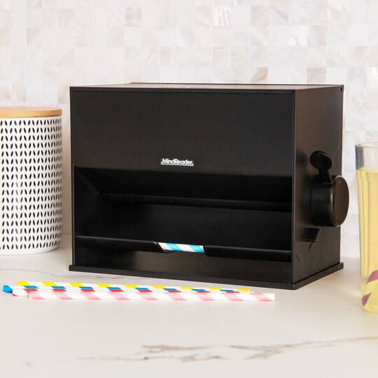 Mind Reader Black Plastic Straw & Pencil Dispenser